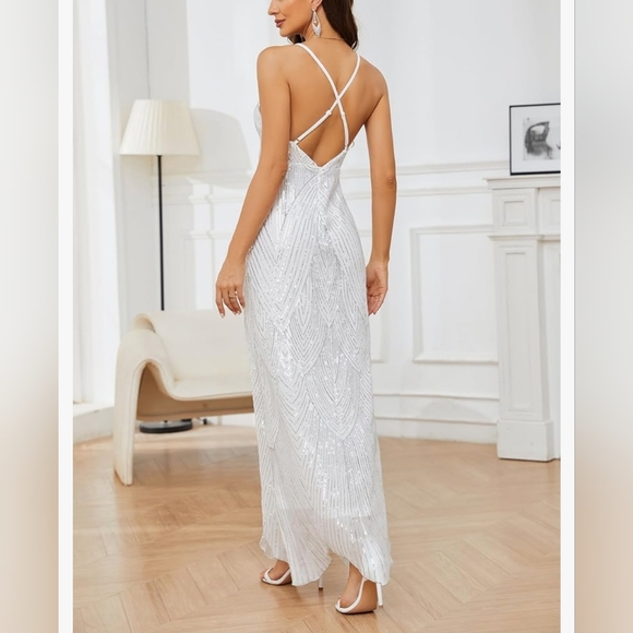 NWOT Sequined Backless Evening Gown - Picture 3 of 5